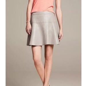 Banana Republic Leather Fit and Flare Taupe Skirt